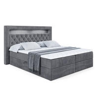 BOXBETT LED mit H3-Matratze und Lattenrost - NOEL GOLD - 180x200 Dunkelgrau - Dunkelgrau, Holzwerkstoff (180/200cm) - ALTDECOR