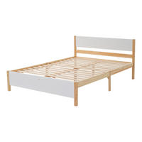 DOPPELBETT aus Kieferholz mit 15 Latten, stabilem Kopf- und Fußteil sowie Mittelfüßen, klassisches Holzbett für Schlafzimmer, weiß-natur - Weiß, Holz (140/200cm) - Luhomfu