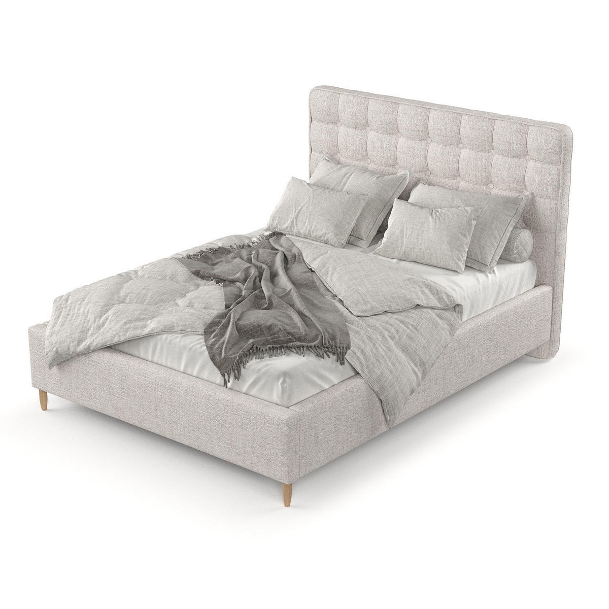 POLSTERBETT Paloma 160/200 cm Hellbeige im Neve Stoff - Sandfarben/Naturfarben, Holz/Holzwerkstoff (160/200cm) - AltaBeds