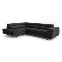 ECKSOFA Velmo mit Bettkasten und Schlaffunktion, verstellbaren Kopfstützen, in L-Form - Dunkelgrau, Textil (275/203cm)