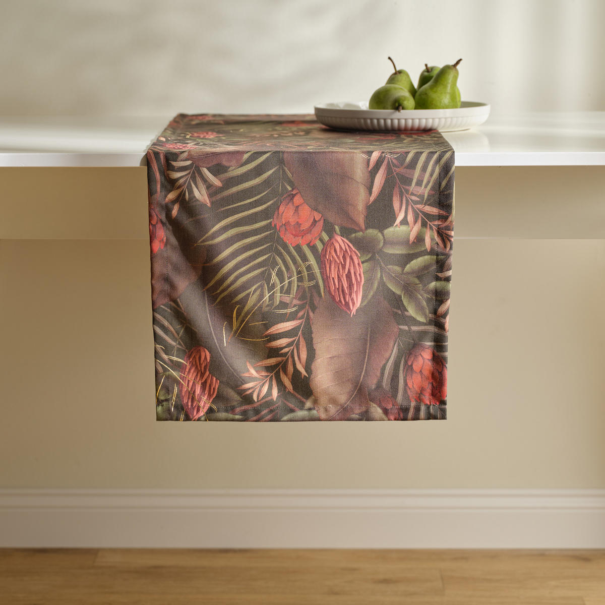 TISCHLÄUFER Tropini 40x180cm, dunkelgrün - Dunkelgrün, Textil (180/40/1cm) - home&you