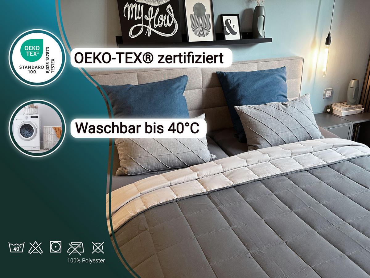 TAGESDECKE, 220x260 cm, 100% Polyester, Grau - Anthrazit, Textil (220/260cm) - Zollner