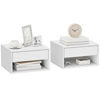 NACHTTISCH Weiß Spanplatte wandhängend mit Schublade 2er-Set - Weiß, Holzwerkstoff (37/21/32cm) - PANGIVO