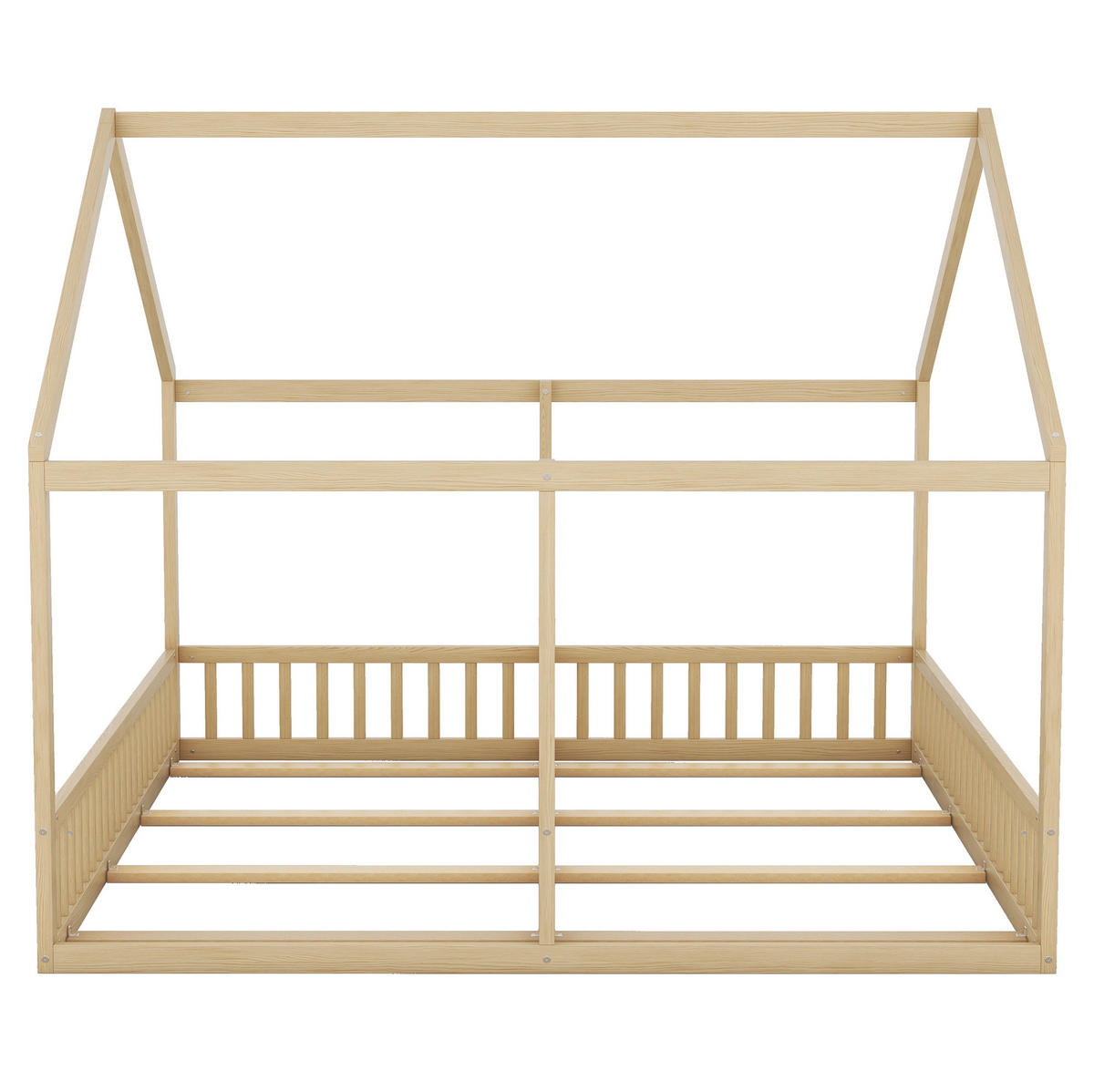 HAUSBETT 90/200 cm Natur mit Schutzgitter aus Kiefernholz und MDF - Naturfarben, Holz (90/200cm) - MIVRAY