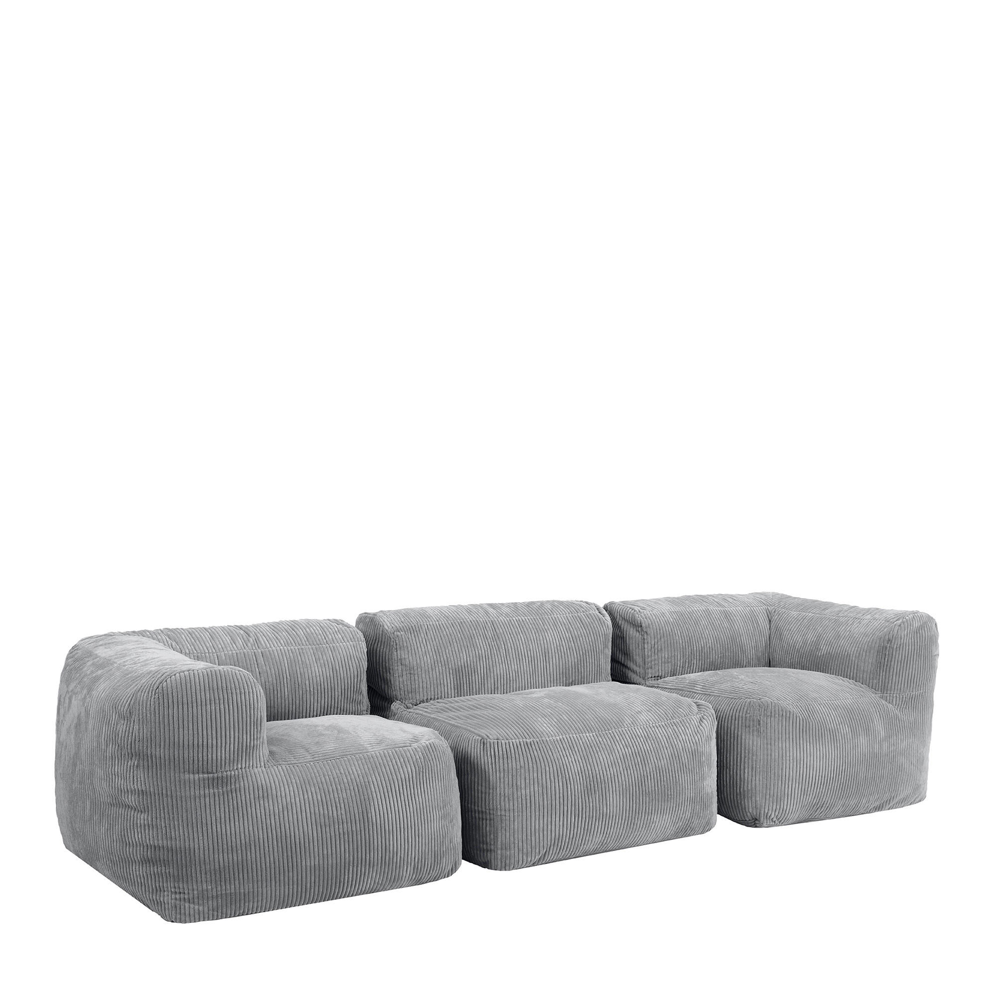 SITZSACK-SOFA 3-tlg. ZEN: 2 Ecksessel, Sessel - Grau, Textil (500/68/100cm) - icon