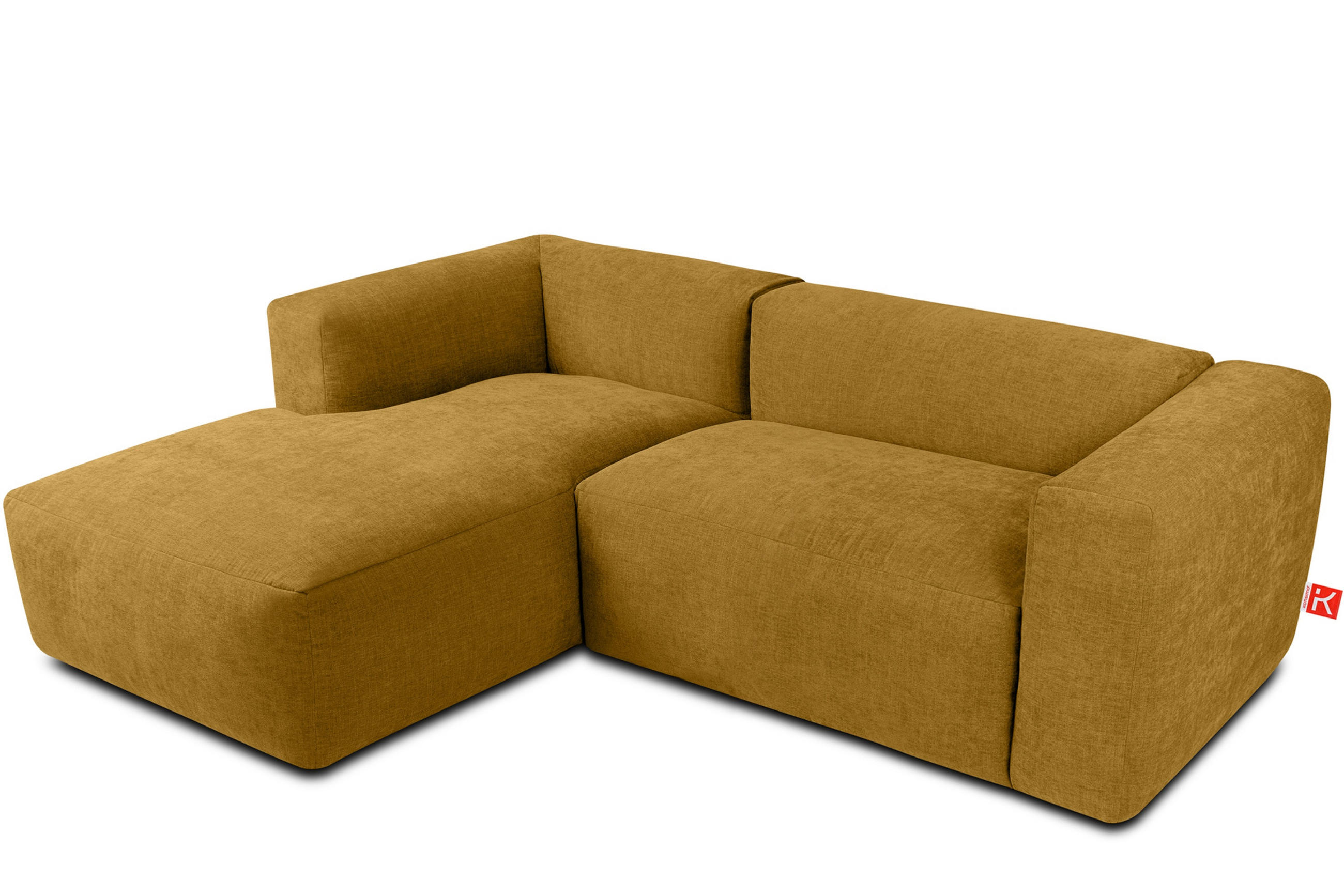 ECKMODULSOFA-LINKS BUFFO 3/4 Sitzer mit extrem weicher Sitzfläche, Gewebestoff, Honig - Gelb, Textil (237/180cm) - KONSIMO®
