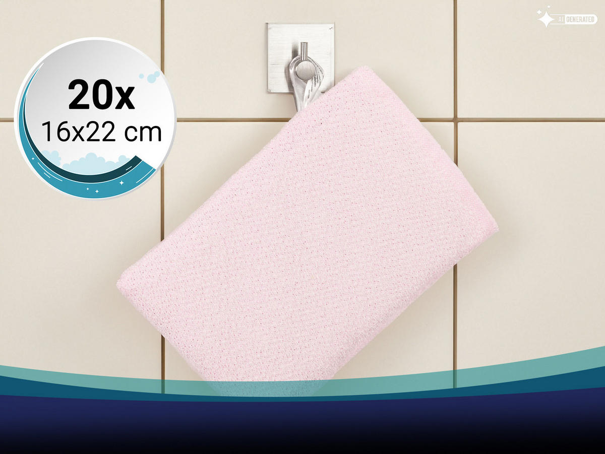 WASCHHANDSCHUH, 20er-Set, 16x22 cm, 70% Baumwolle, 30% Polyester, Rosa - Rosa, Textil (16/22cm) - Zollner