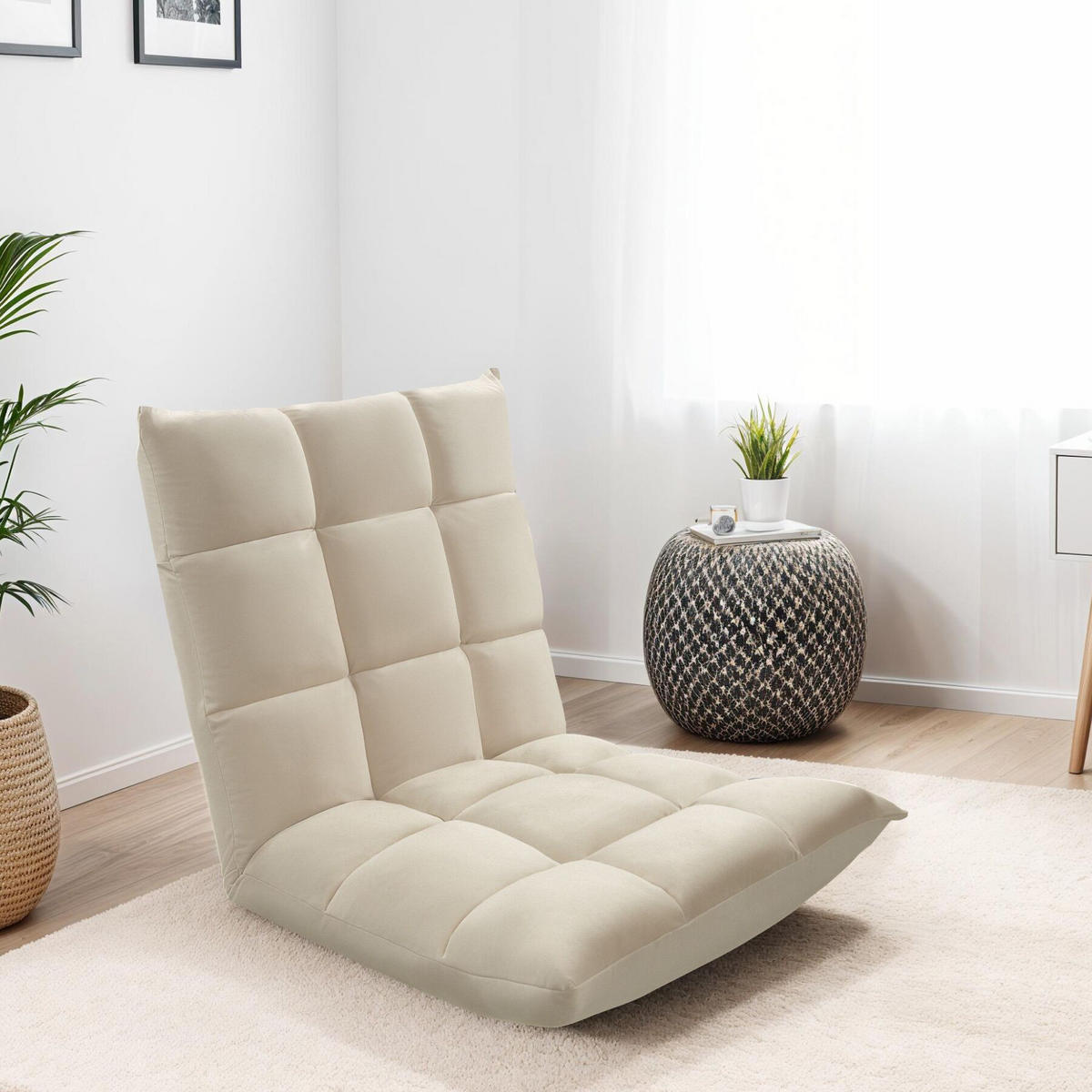 RELAXSESSEL Snooze ,108 x 57 x 13,5 cm,beige - Beige, Textil (57/13.5/108cm) - tectake