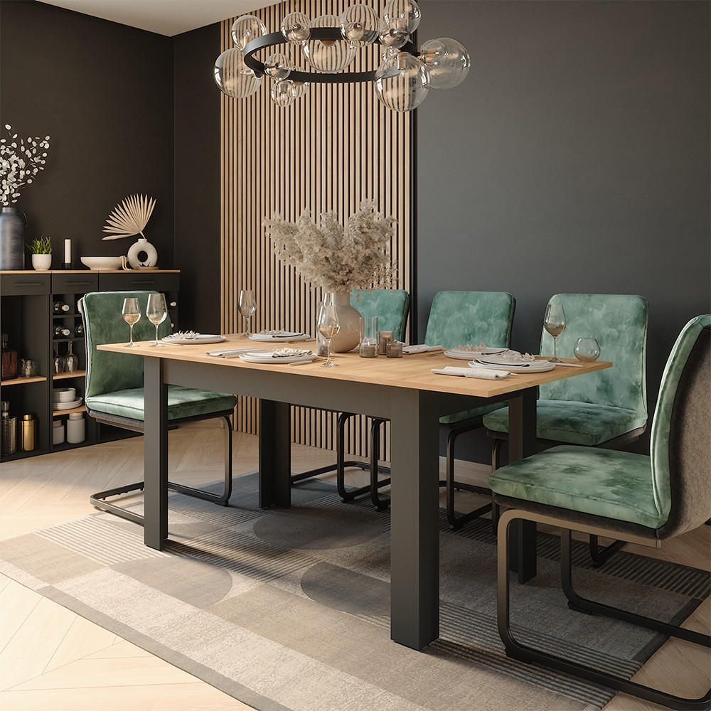 JÍDELNÍ STŮL Repose Antracit/zlatý dub - antracitová, kompozitní dřevo (80/180/76cm) - Vicco