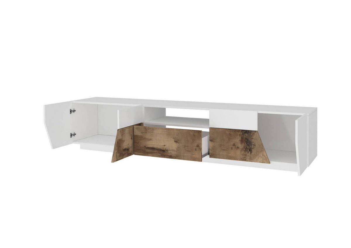FERNSEHSCHRANK Glänzendes Weiß, Ahorn 43/220/46 cm - Ahornfarben/Weiß, Holzwerkstoff (220/46/43cm) - DMORA