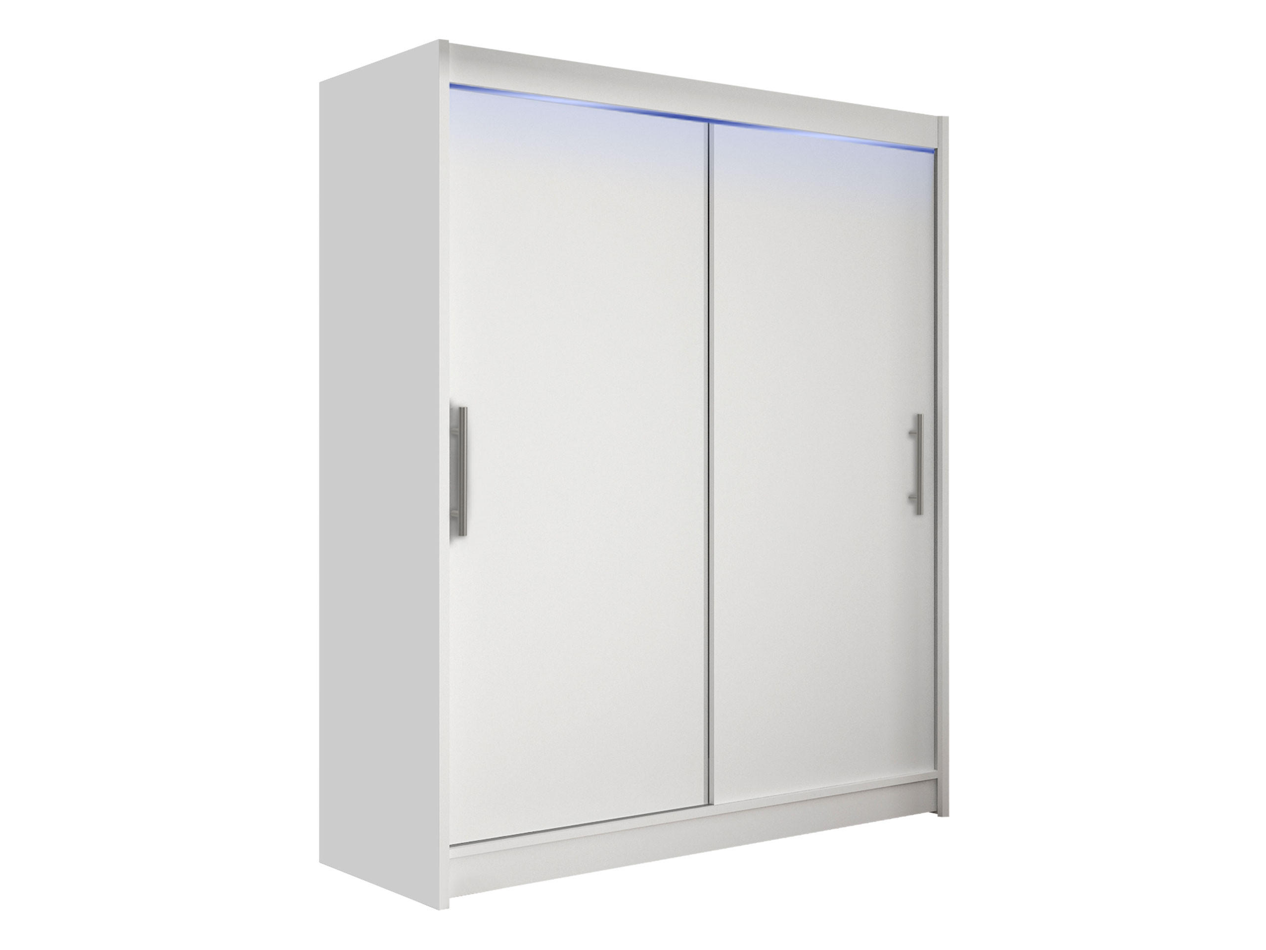SCHWEBETÜRENSCHRANK Westa I, mit RGB LED Beleuchtung - Silberfarben/Weiß, Holzwerkstoff/Metall (150/200/58cm) - MIRJAN24