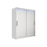 SCHWEBETÜRENSCHRANK Westa I, mit RGB LED Beleuchtung - Silberfarben/Weiß, Holzwerkstoff/Metall (150/200/58cm) - MIRJAN24