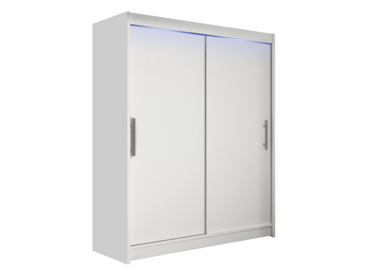 SCHWEBETÜRENSCHRANK Westa I, mit RGB LED Beleuchtung - Silberfarben/Weiß, Holzwerkstoff/Metall (150/200/58cm) - MIRJAN24