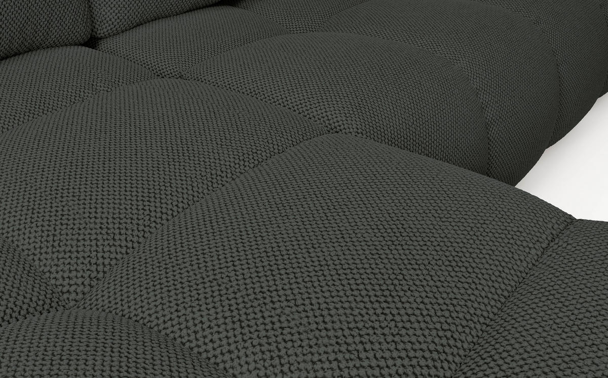 ECKSOFA L Form Hosio Dunkelgrau 286/177/88 cm Links mit Schlaffunktion - Dunkelgrau/Schwarz, Kunststoff/Textil (177/286cm) - AX Living