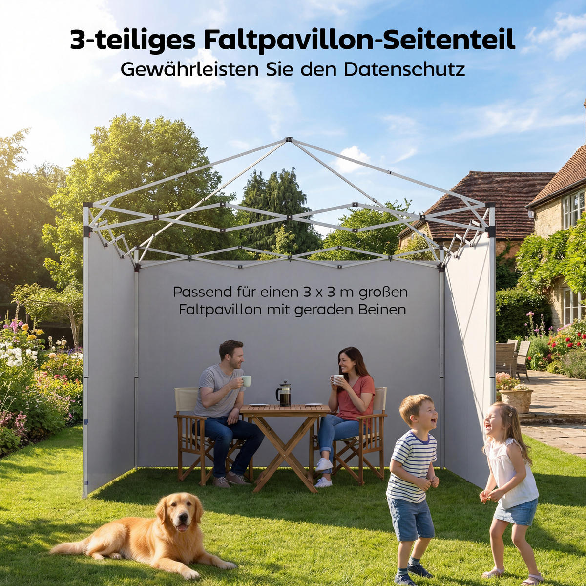 SEITENTEILE-FÜR-PAVILLON 3er Set Oxford-Gewebe Blau - Dunkelblau, Textil (200/1/300cm) - Outsunny