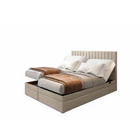 BOXSPRINGBETT ADÈLE 140x200 cm - elektrische Bett mit Matratze + Tooper und Bettkasten - Beige - 140x200 cm - Beige, Textil (140/200cm) - Trada