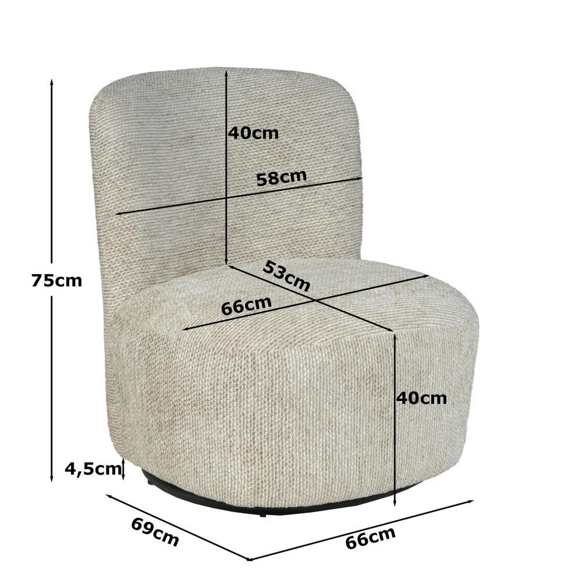 DREHSESSEL Joya für den Wohnbereich, Beige - Beige, Textil (71/73/67cm) - Weber Industries