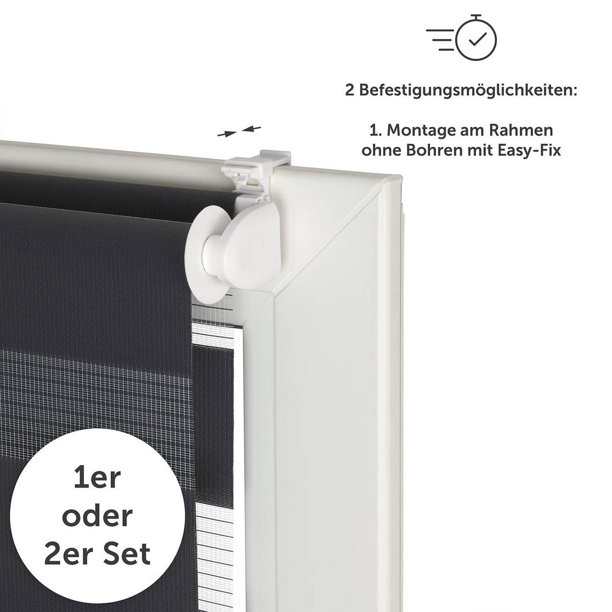 DOPPELROLLO 60/195 cm, Schwarz|Weiß - Schwarz/Weiß, Textil (60/195cm)