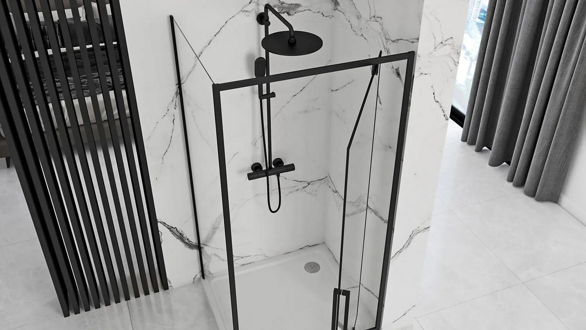 ECKDUSCHE Rea Rapid Swing 120x90 - Schwarz, Glas (120/90/195cm) - REA