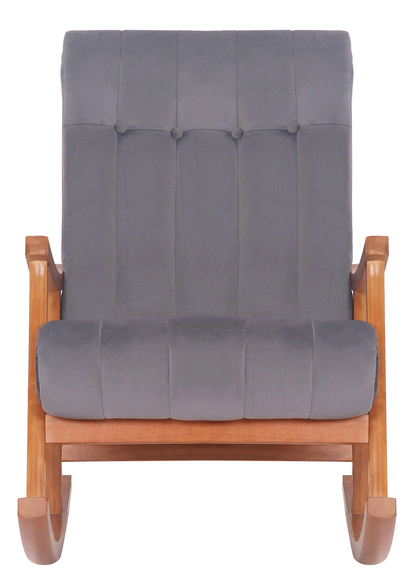 SCHAUKELSTUHL Sarti Samt, Gestell Kautschukholz Walnuss Walnuss/Grau - Walnussfarben/Grau, Holz/Textil (62/98/92cm) - TPFLiving