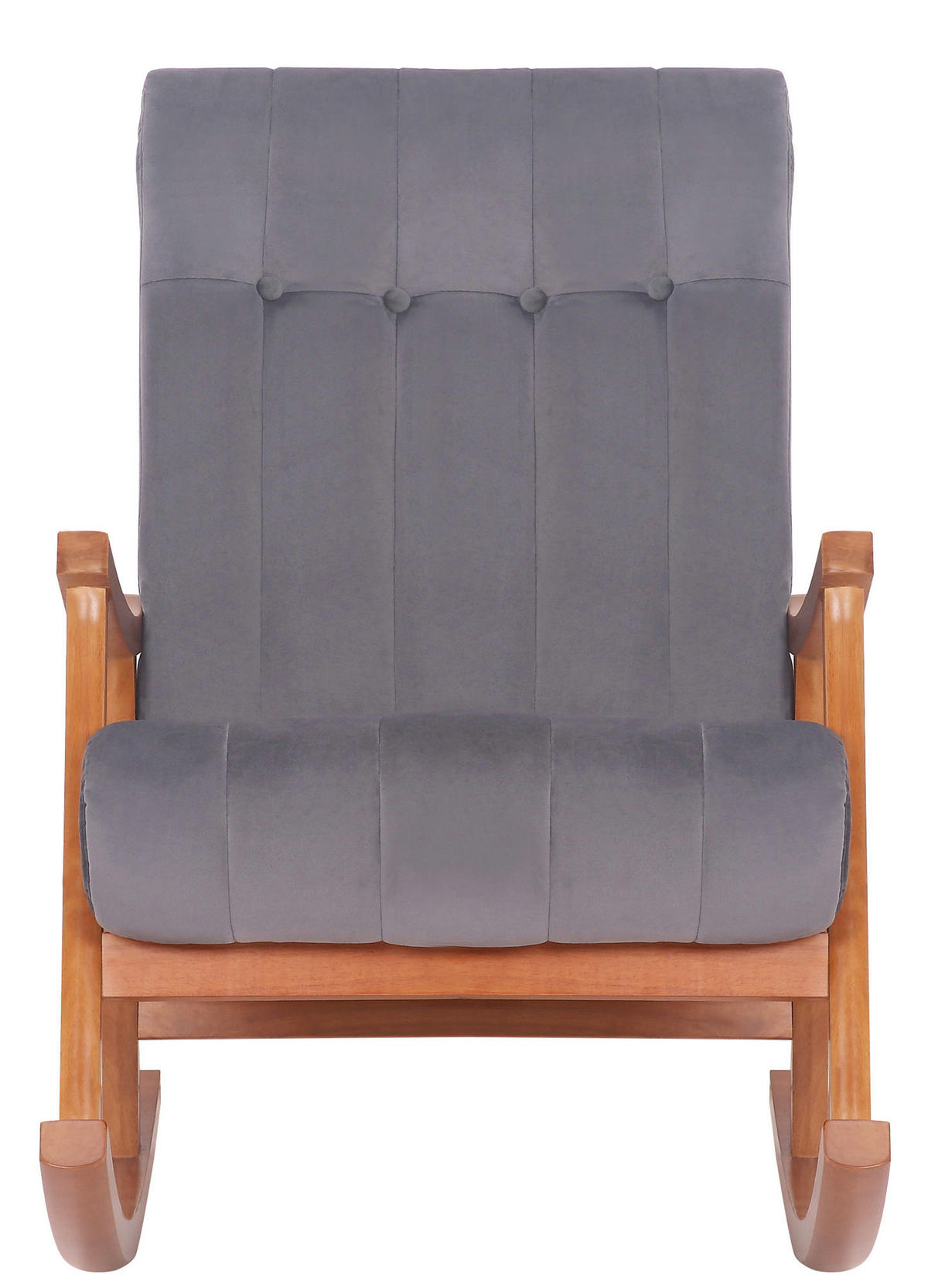 SCHAUKELSTUHL Sarti Samt, Gestell Kautschukholz Walnuss Walnuss/Grau - Walnussfarben/Grau, Holz/Textil (62/98/92cm) - TPFLiving
