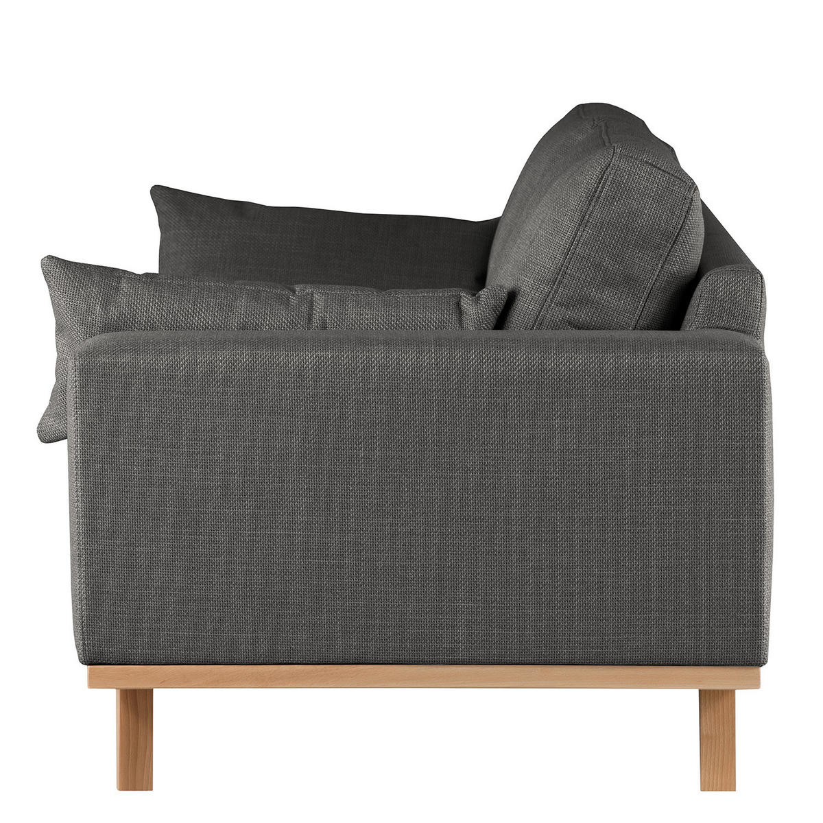 3-SITZER SOFA - Dunkelgrau/Buchefarben, Buchenholz/Textil (237/81/88cm) - home24