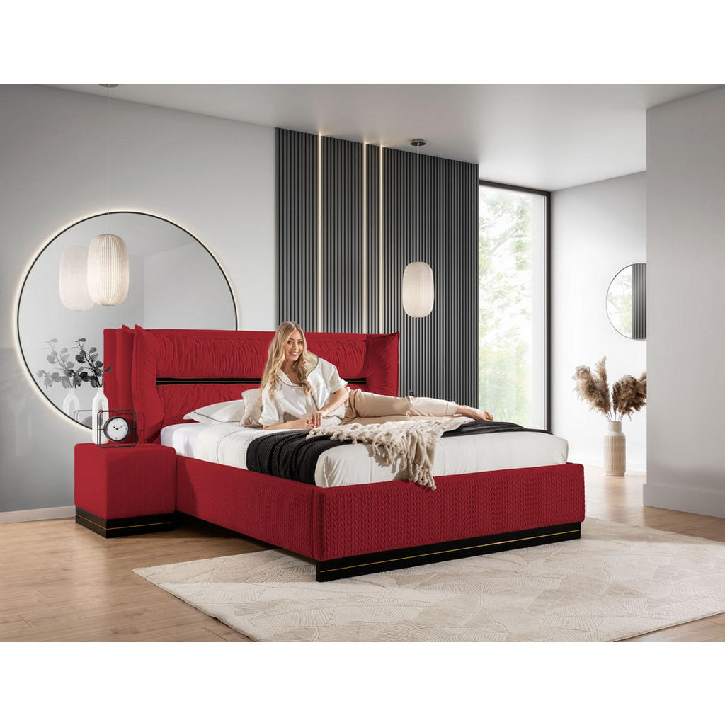 Thumbnail - Fun Möbel Polsterbett, Rot, Textil, 140x200 cm, Schlafzimmer, Betten, Polsterbetten