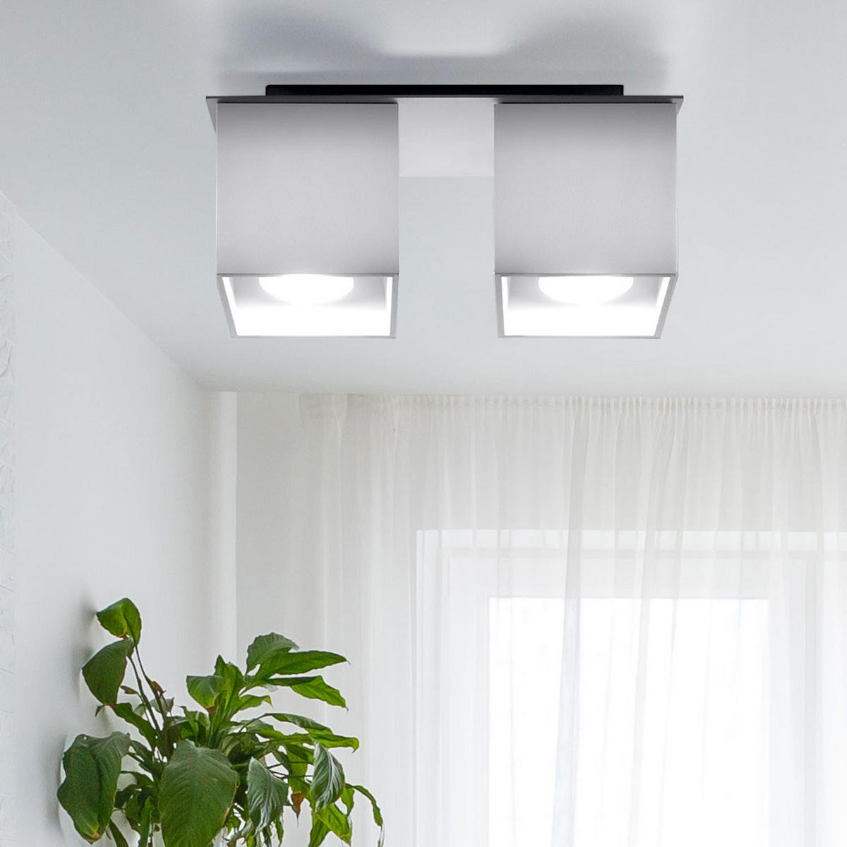 LED DECKENLEUCHTE Aluminium Weiß 2-flammig - Weiß, Metall (26/10/12cm)