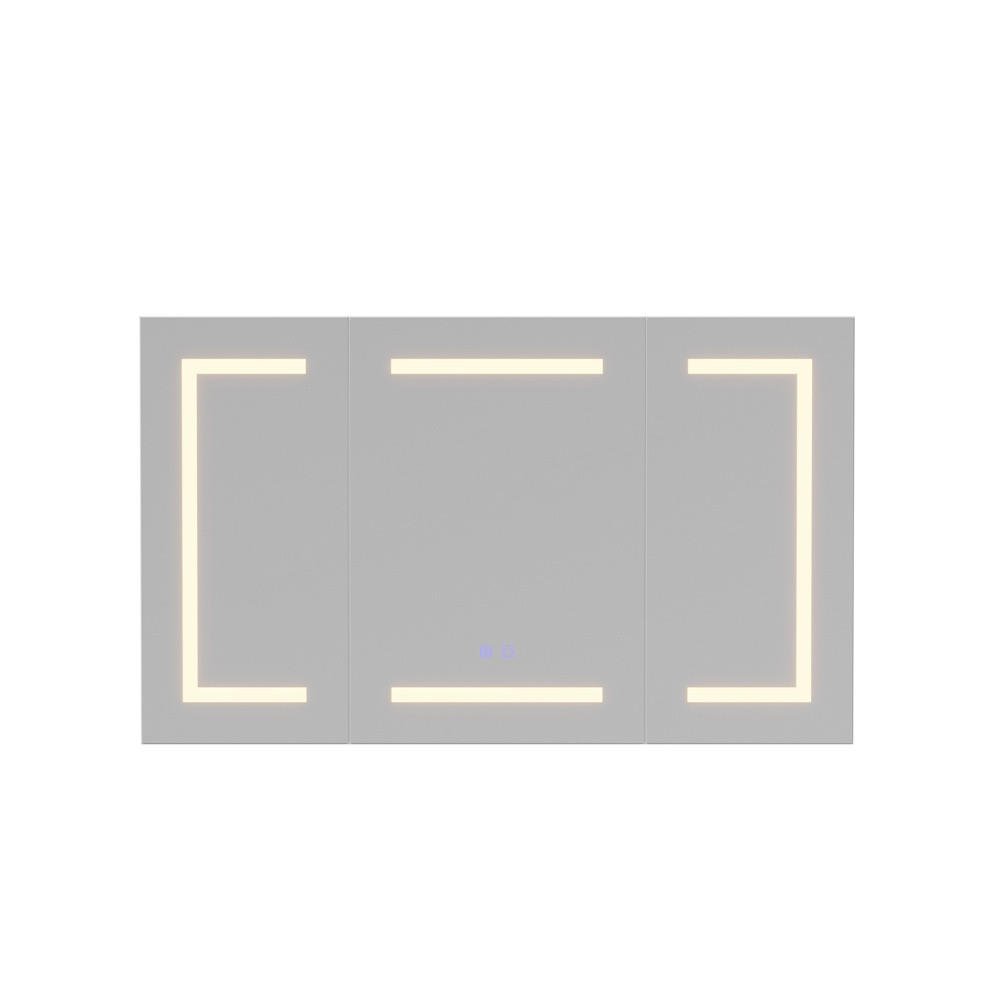 SPIEGELSCHRANK - dreitürig - mit LED-Beleuchtung - Antibeschlag-Funktion und Steckdose - Weiß - Weiß, Holzwerkstoff (13.5/60/100cm) - DELFA