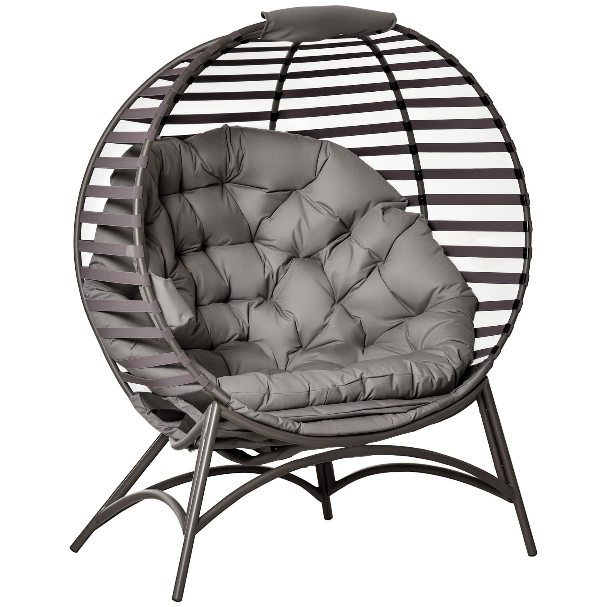 PAPASANSESSEL DE-08339 oval, faltbar mit Kissen Sandbraun - Sandfarben, Metall (75/139/118cm) - ComfortXL