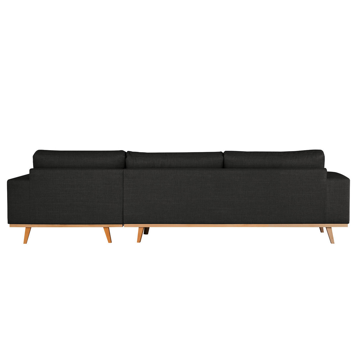 ECKSOFA mit Longchair - Buchefarben/Schwarz, Buchenholz/Textil (281/153cm) - home24