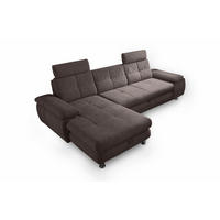 ECKSOFA mit Schlaffunktion und Bettkasten, Brego-Stoff - Chromfarben/Braun, Textil/Metall (274/177cm) - ed exciting design