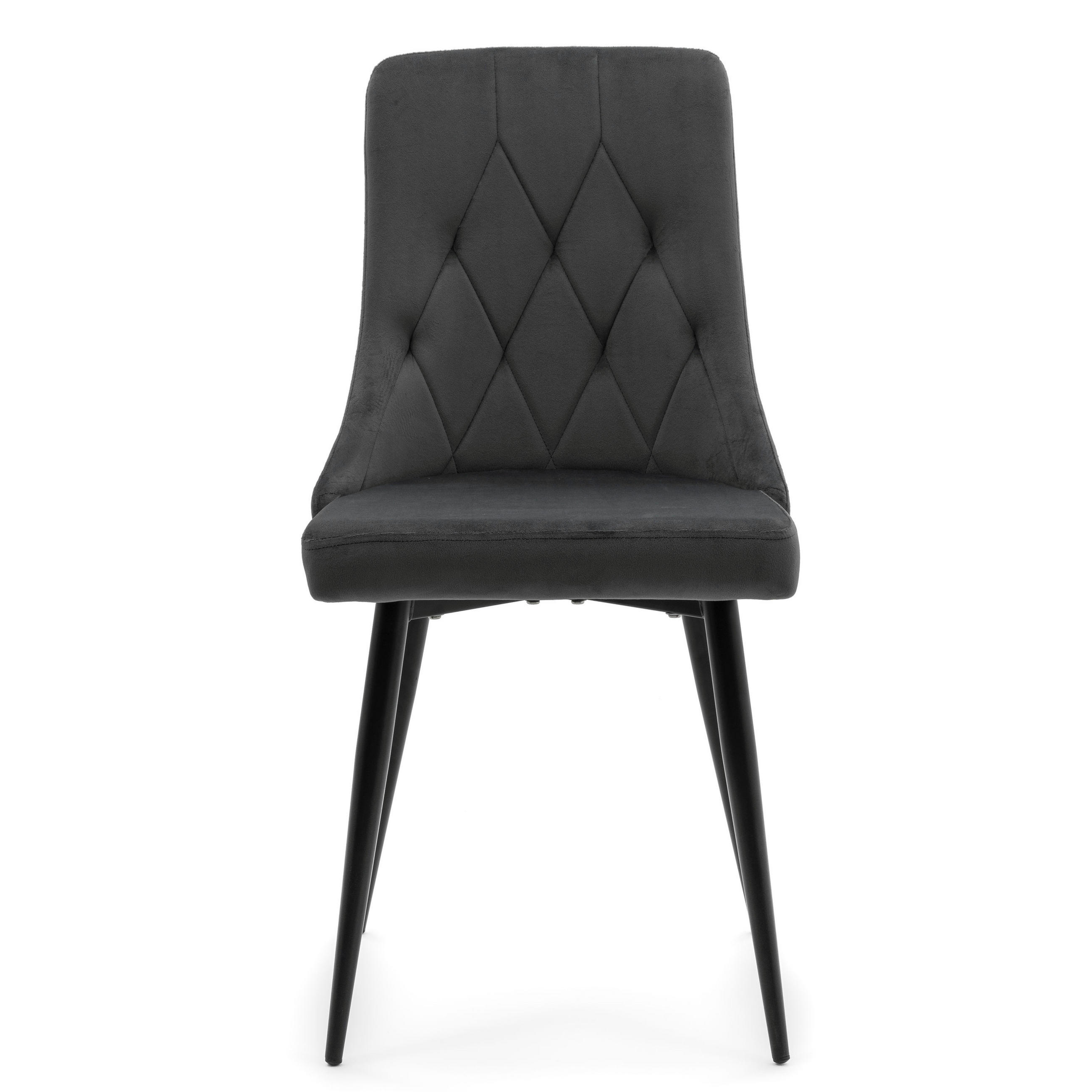 STUHL CAREN gepolstert mit Steppung - grau - Samt Velours - Schwarz/Grau, Metall (50/94/65cm) - NEW HOME