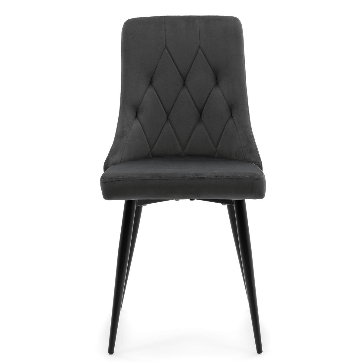 STUHL CAREN gepolstert mit Steppung - grau - Samt Velours - Schwarz/Grau, Metall (50/94/65cm) - NEW HOME