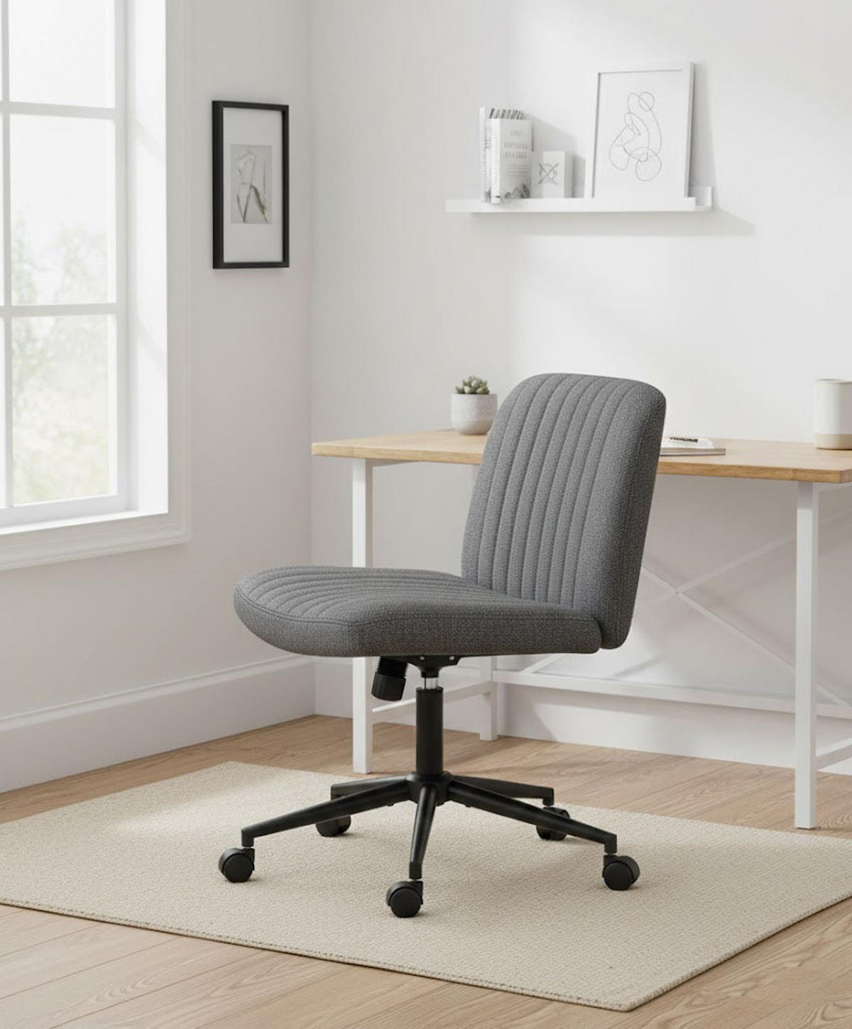 BÜROSTUHL Lynox Stoff dunkelgrau - Dunkelgrau/Schwarz, Metall (62/98/65cm) - TPFLiving