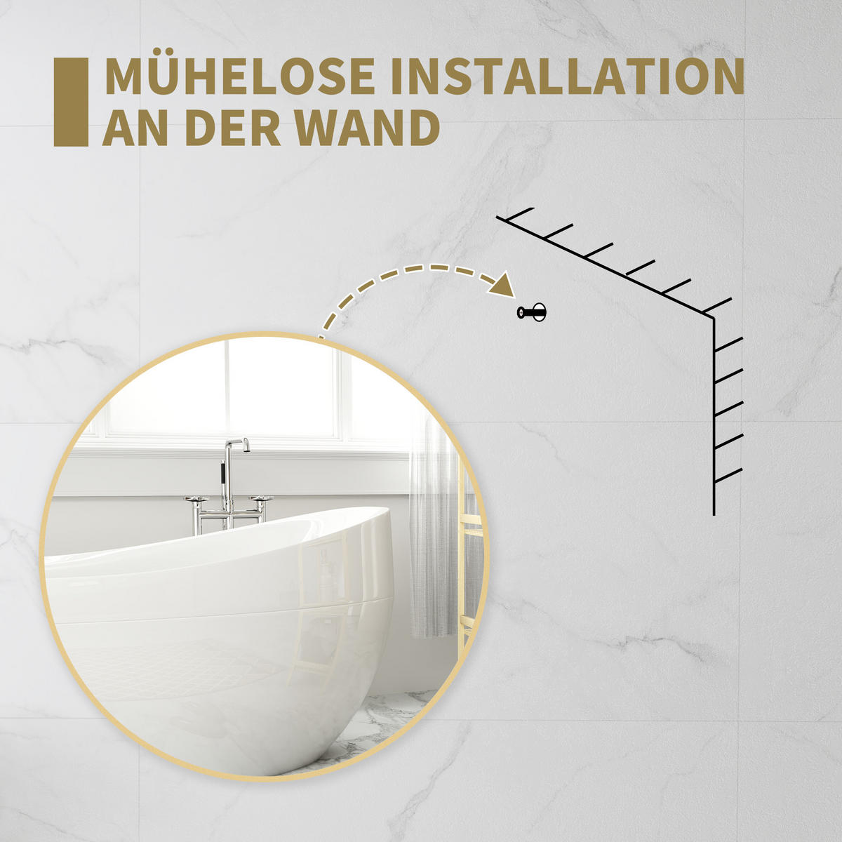 BADEZIMMERSPIEGEL goldfarben - Goldfarben, Metall (70/2.5/70cm)