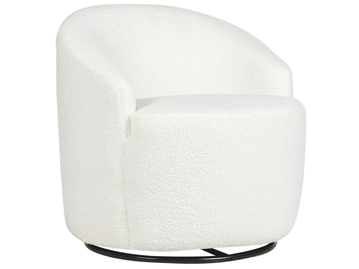 BOUCLÉ-DREHSESSEL Weiß Davik - Weiß, Holz/Textil (62/67/63cm) - Beliani