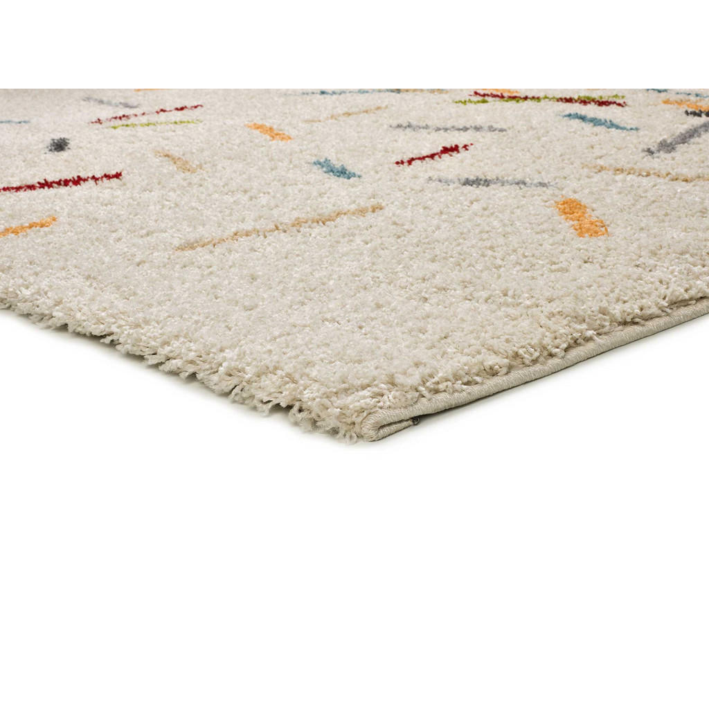 Thumbnail - Atticgo Hochflorteppich, Weiß, Mehrfarbig, Textil, Grafikmuster, Rechteckig, 133x190 cm, Oeko-Tex® Standard 100, für Fuß...