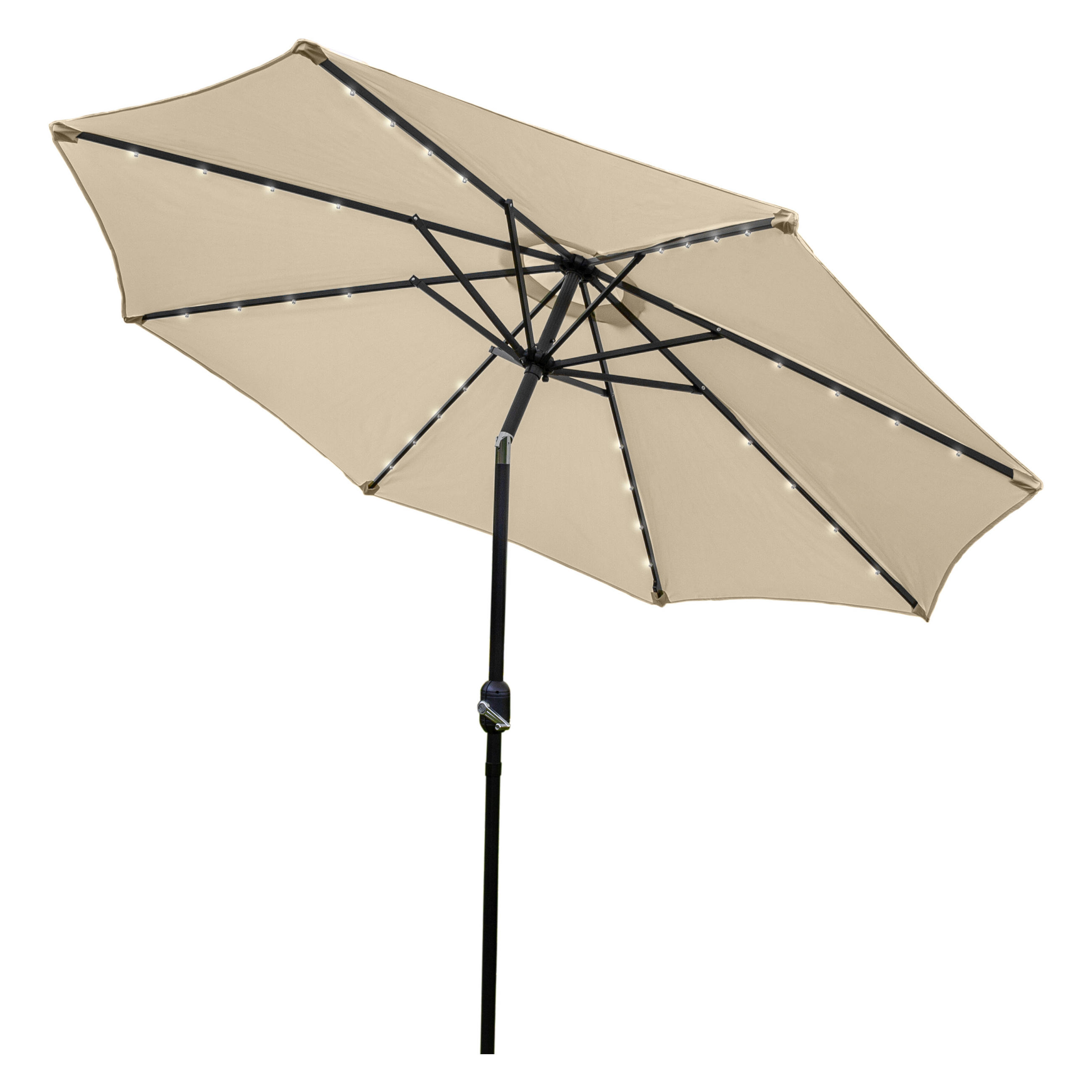 SONNENSCHIRM 270cm LED mit Kippfunktion - Beige - Beige, Textil (270/270cm) - Monstershop