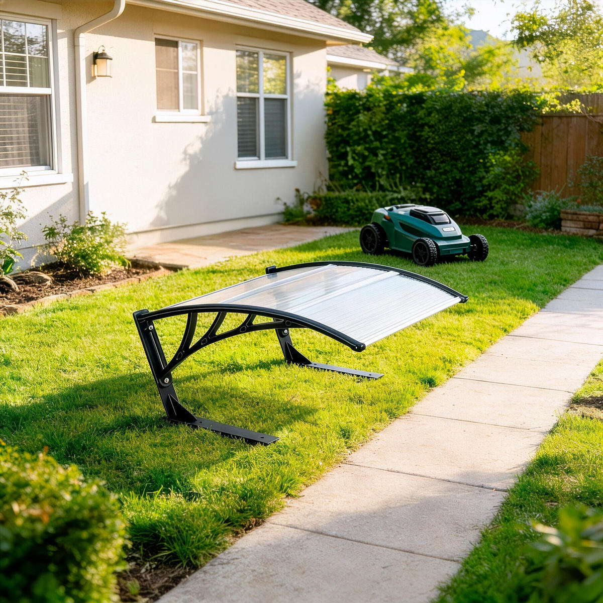 RASENMÄHER-ROBOTER-GARAGE Domus, 81 x 100 x 48 cm, transparent - Transparent, Metall (81/48/100cm) - tectake