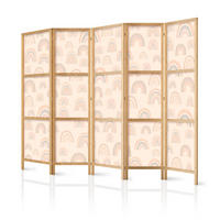 PARAVENT Japanischer 5-tlg 225x172 cm Regenb gen - Rosa, Holz/Textil (225/172/3cm) - Muralo