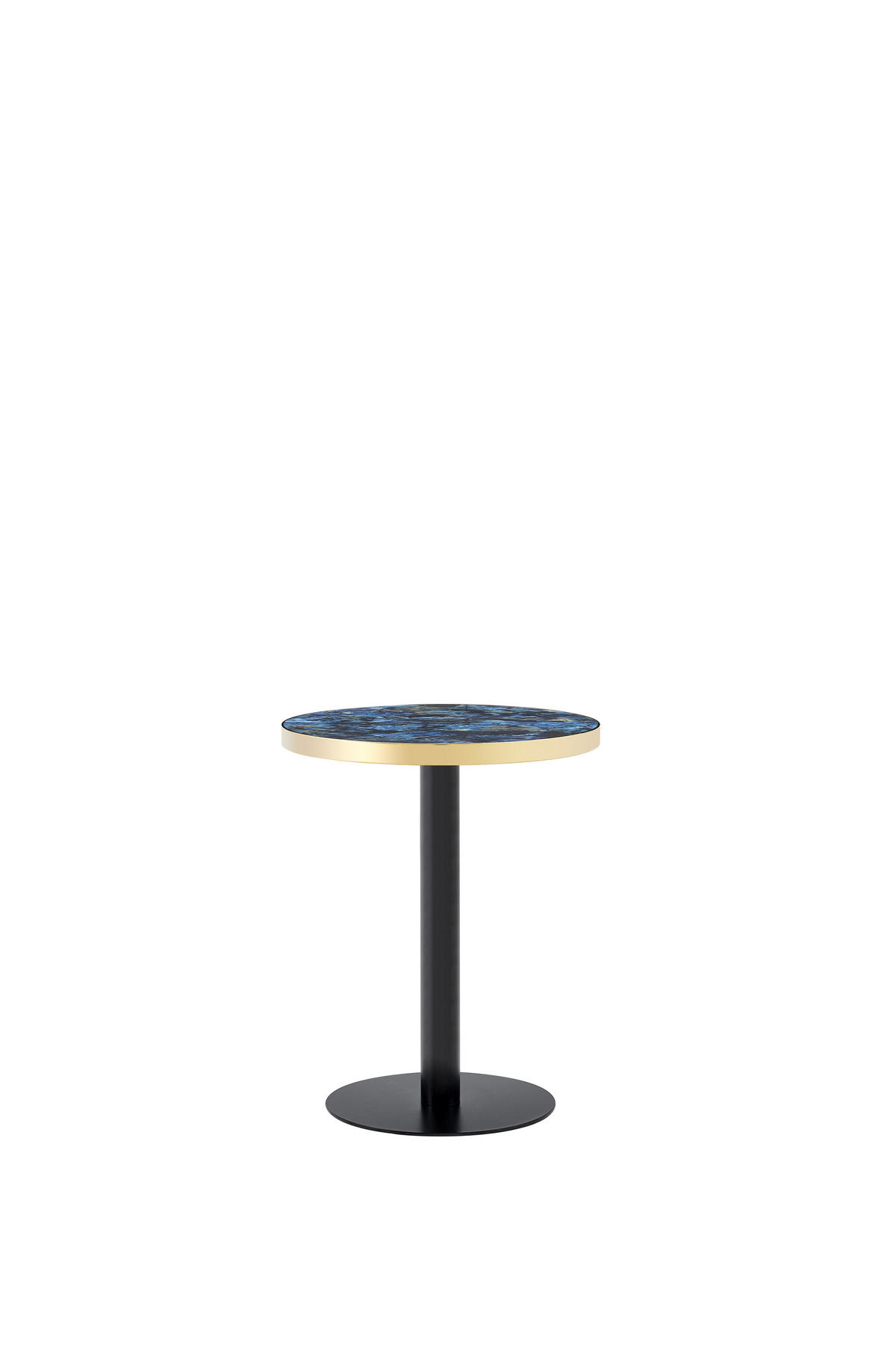 BEISTELLTISCH DE-37359 rund mit Marmoroptik und Goldrand Blau - Blau, Metall (60/60/74cm) - ComfortXL
