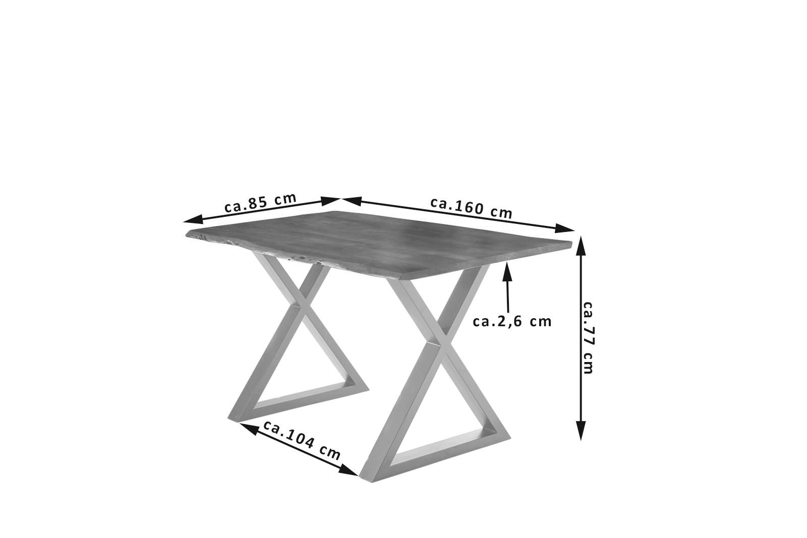 ESSTISCH LUBIN - Silberfarben/Braun, Holz/Metall (85/160/77cm) - SAM