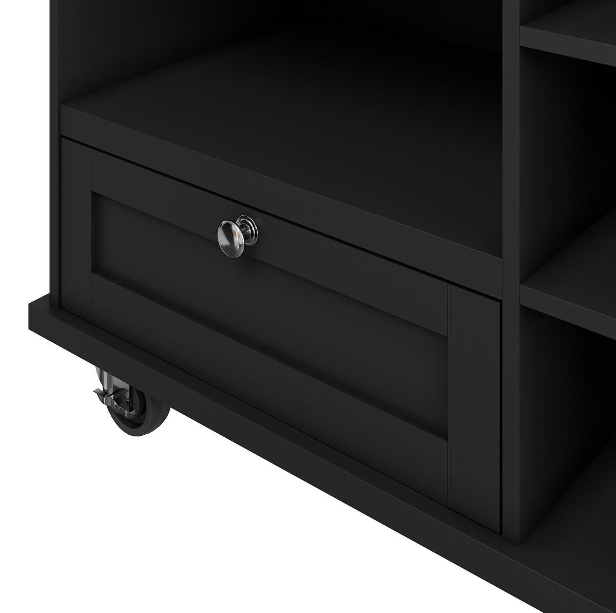 MOBILER Küchenschrank 129x46x96cm Schwarz mit Holzmaserung,Schubladen,Türen - Schwarz, Holzwerkstoff (139/92/46cm) - Modfu