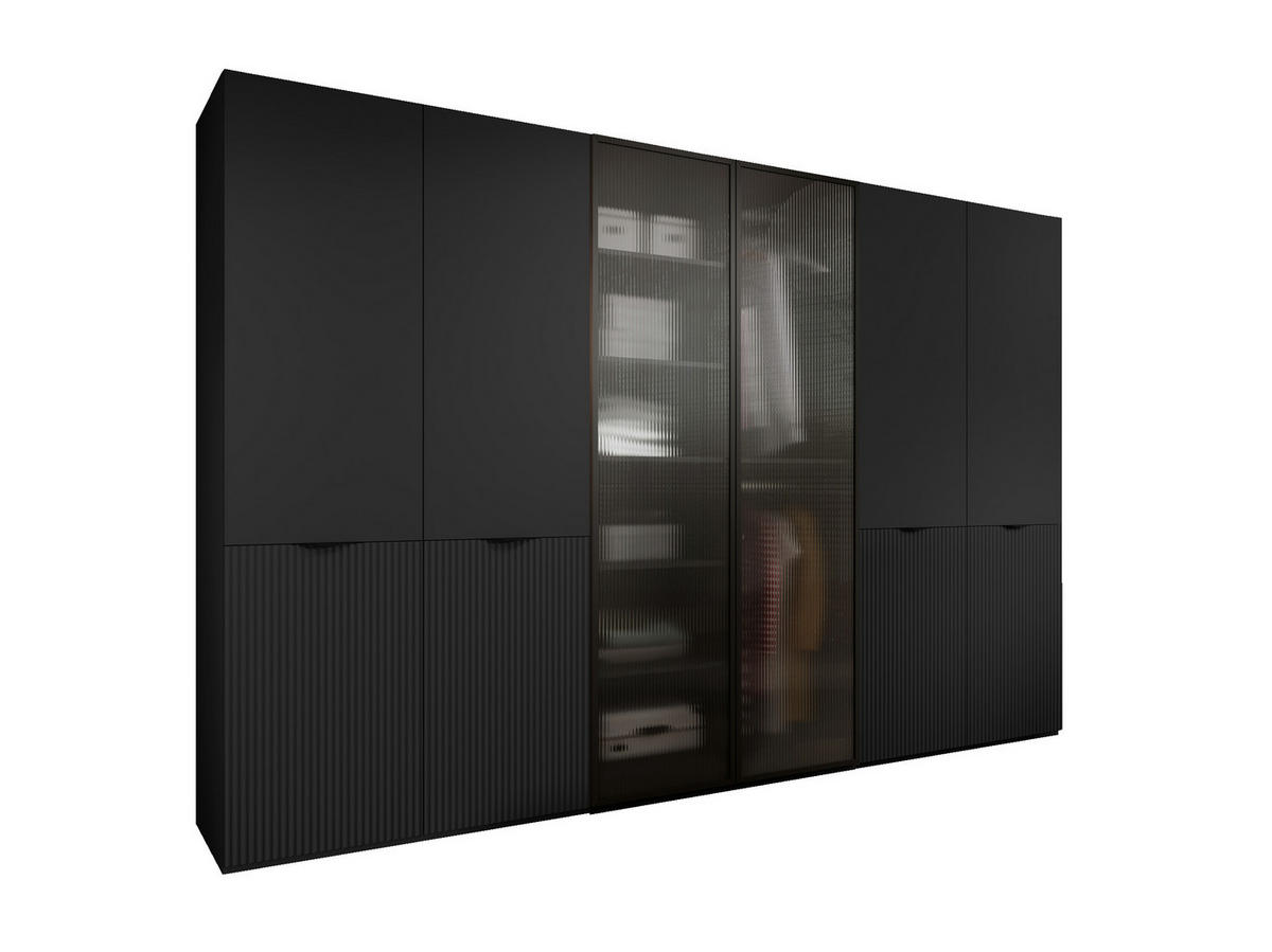 DREHTÜRENSCHRANK - Schrank Minewra 300 - Schwarz - Schwarz, Holzwerkstoff (300/200/51cm) - Möblo