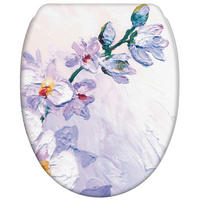 WC-SITZ mit Absenkautomatik & Top Fix Orchidee - Weiß, Holzwerkstoff (37.7/5.5/48cm) - Sanilo