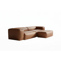 SOFA CELESTE Braun Lederfaserstoff - Dunkelbraun/Schwarz, Leder/Kunststoff (302/72/114cm) - KAWOLA
