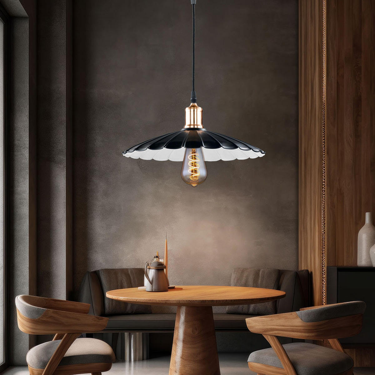 HÄNGELEUCHTE Metall Schwarz Weiß Rund - Schwarz, Metall (35/35/140cm)