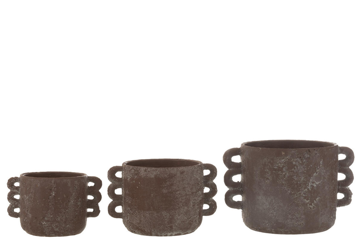 BLUMENTOPF CELIA - Töpferei - Braun - L - Ø 30 cm - Braun, Keramik (30/19.5cm) - J-Line