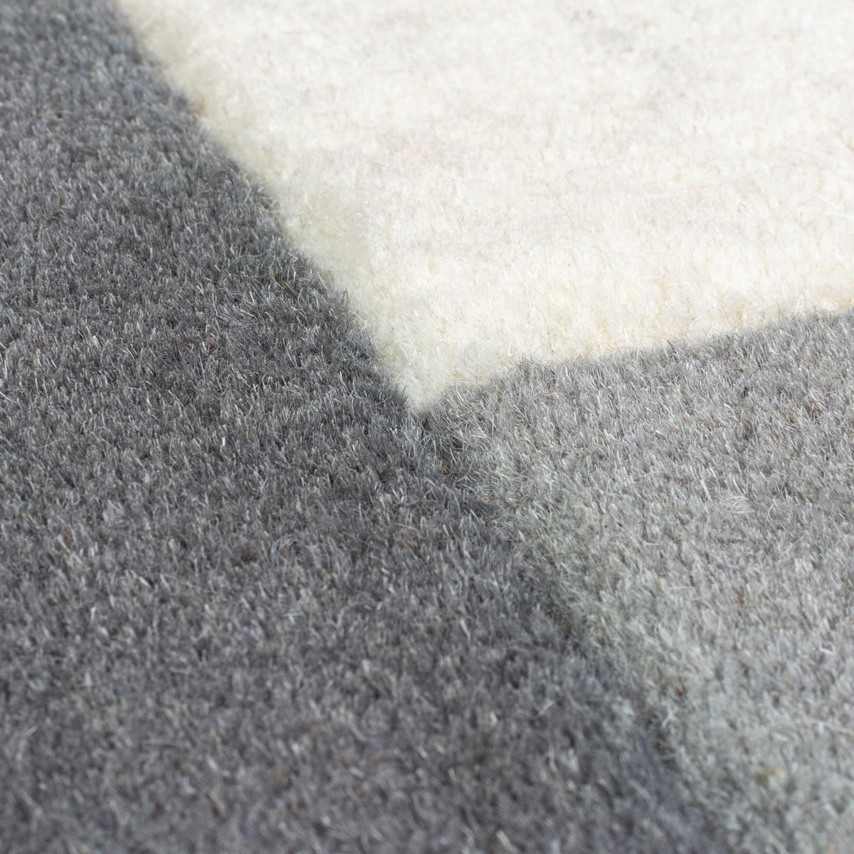 WOLLTEPPICH Geometrisch-Design, handgetuftet THAMES EVA, Grau-Beige 60x230 cm - Grau, Textil (60/230cm) - KADIMA DESIGN